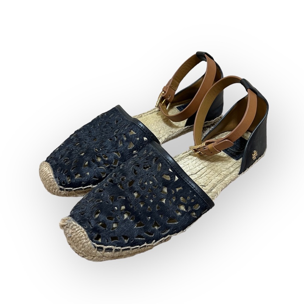 Tory Burch Eleanor Woven D’orsay Espadrille Flats—8.5